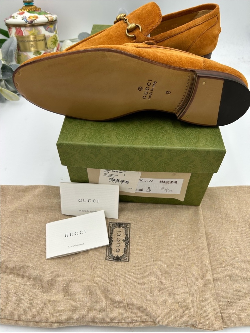 Men’s Gucci suede JORDAAN horse bit loafers size 8 fits 9 US made in Italy - Picture 6 of 12